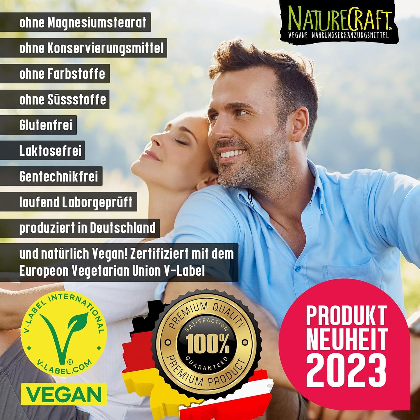 Vegan Basics - Vitamin B12+D3+K2+B2+B9 Folsäure + Eisen + Jod - Komplex mit 120 Kapseln (4 Monats-Vorrat)