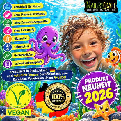 Omega-3 KIDS Algenöl Tropfen für Kinder mit DHA & EPA + D3, K2, C, A & E