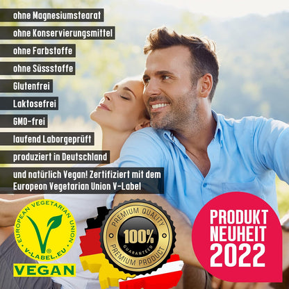 Vegan All-in-One - Vitamin B12+D3+K2+B2+B6+B9 Folic Acid + Zinc + Iron + Selenium + Sodium + Potassium + Iodine - Complex with 120 capsules (4 month supply) 